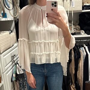 Alice + Olivia sheer white blouse